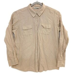 Beige Casual Button-Down Shirt